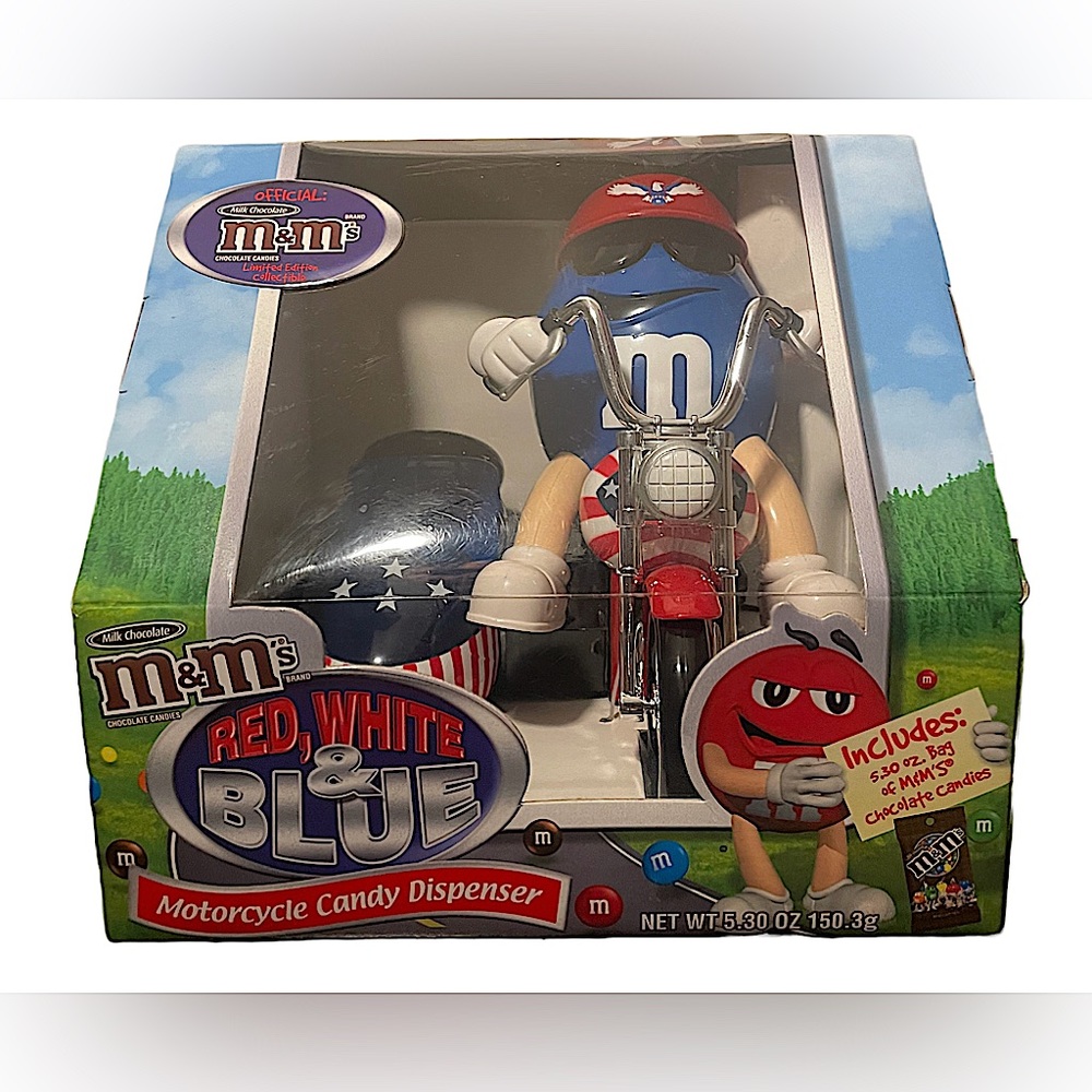 🚨M&M's Red White & Blue Motorcycle Candy Dispenser Limited Edition NEGOTIABLE🚨